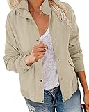 Valpweet Womens Casual Anorak Lightweight Jacket Military Zip Up Snap Button Coat with Pockets