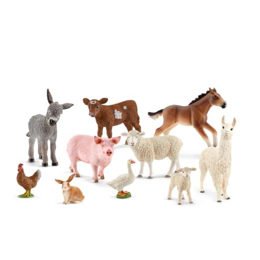 Schleich Farm World - 10Pc Farm Animal Toy Bundle - Kids Ages 3+ | 77585