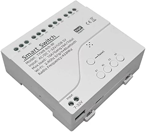 4 Channel Smart WiFi RF Bluetooth Wireless Dry Contact Relay Switch Module,Phone app Remote Control,Compatible with Alexa Google Home (Tuya 4CH 5V AC/DC7-32V)