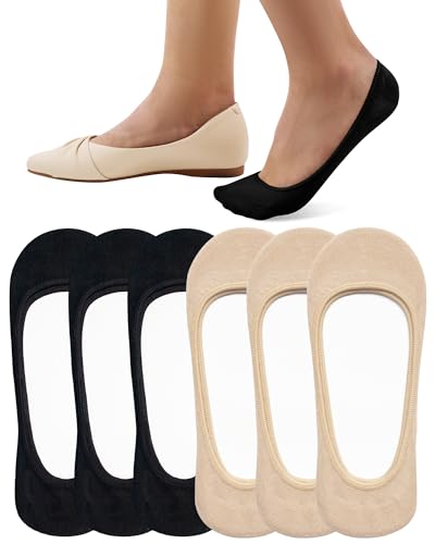 Image of SIXDAYSOX 4-6 Pairs No Show Socks Womens Ultra Low Cut Non-Slip Liner Socks for Flats Boat
