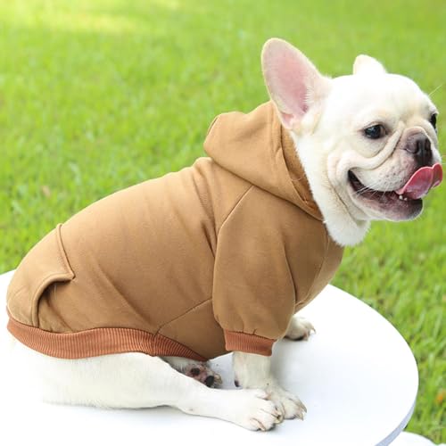 Image of Pet Dog Cold Weather Coat with Pocket Winter Dog Hoodie Warm Puppy Clothes for Small Dogs Chihuahua Clothing (Khaki, Small)