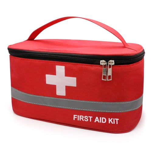 Faylapa Empty First Aid Bag 10.2x5.5x5.5 inches Portable Outdoor First Aid Medical Storage Bag Multi-Function Emergency Medicine Storage Organizer for Home Outdoor Travel Car Camping Hiking