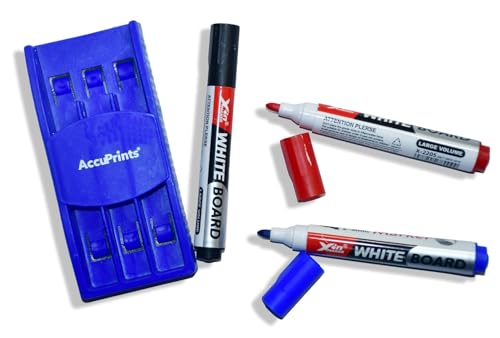 Image of AccuPrints Set of 3 White Board Marker with Magnetics Dusters | Markers for White Board Magnetics Dry Erase Markers Fine Tip Low-Odor Whiteboard Markers with Dusters (Magnetic Duster 3 Set) (A6P0)