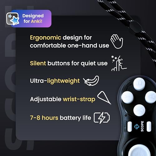 Image of Scope Remote- Remote for Anki. Customizable with Anki Add-on, Compatible with Windows, Mac, iOS, iPad, and Android. Anki Clicker, Anki Controller. Midnight Black, Standard (8 Hours Battery)