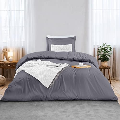 Utopia Bedding Duvet Cover Twin Size Set - 1 Duvet Cover with 1 Pillow Sham - 2 Pieces Comforter Cover with Zipper Closure - Ultra Soft Brushed Microfiber, 68 X 90 Inches (Twin/Twin XL, Grey)
