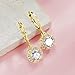 Dangle Earrings 18K Yellow Gold Plated Princess Halo Round Cut Clear Cubic Zirconia Drop Earrings for Women Hypoallergenic