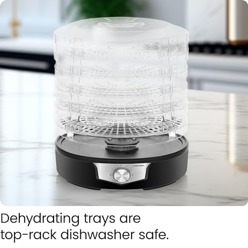 Chefman 5-Tray Food Dehydrator, 11.4-Inch Transparent Trays, Adjustable Temperature Control, Create Dried Snacks For The Family, Prepare Fruits, Jerky, Vegetables, Meats, & Herbs