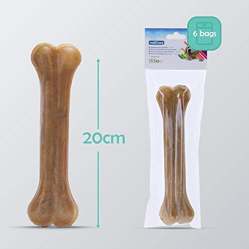 Nobleza - Hunde Kauknochen 20CM x 6 Stück, 100% Natürliche Rinderhautknochen und Hundeknochen für Hunde Groß, Dog Bones Proteinreiche