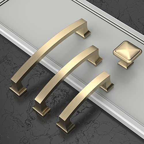 Asidrama 10 Pack Brushed Brass Square Kitchen Cabinet Knobs — view 4