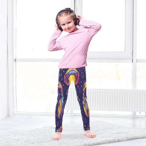Bolaz Toddler Girls Leggings Printed Yoga Pants Leggings Headphones Retro Disco for Kids4
