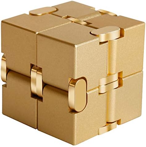 JRTPK Aluminum Alloy Metal Infinity Magic Cube Toys | Infinity Cube | Relief Stress & Anxiety | ADHD OCD for Kids and Adults (Gold)