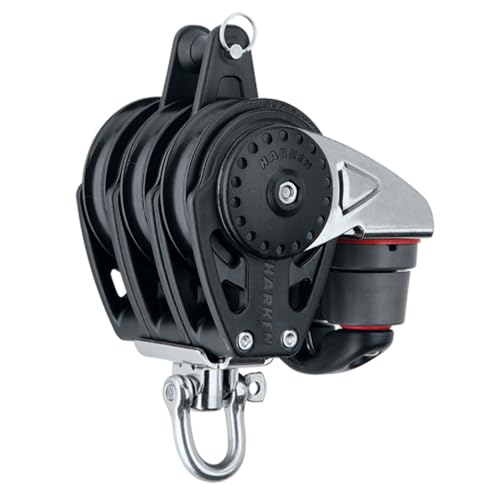 Polea triple Harken 57 mm Carbo para solucionar giros de cabos y atascos en la escota de mayor