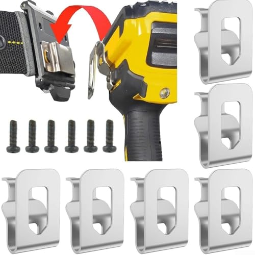 Miniatura 8 de Paquete De 6 Clips De Cinturón Para Taladro Compatible Con Dcd980 Dcd985 Dcd780 Dcd740 N268241 N169778, Gancho De Montaje De Herramientas De Acero 45 X 28 Mm, Color Plateado Para 20 V 18 V P