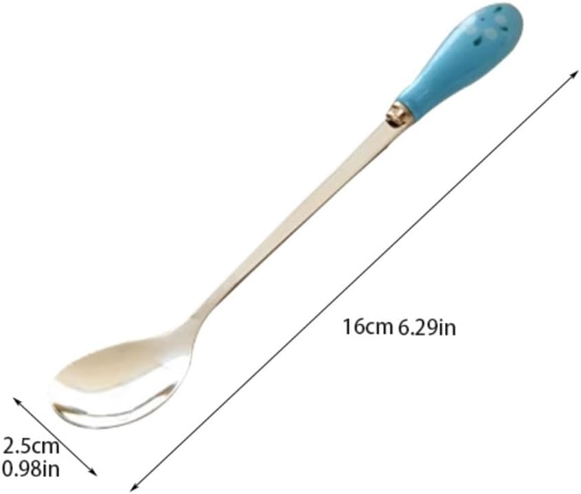 Spoons, Spoons 5-Pack Creative Ceramic Handle Stainless Steel Spoon Milk Coffee Stirring Spoon Dessert Cake Spoon