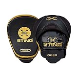 STING Viper Speed Focus Mitts for Boxing, MMA, and Muay Thai, Durable Boxing Mitts, Ultra-Lightweight Boxing Equipment, Black/Gold, Standard Size