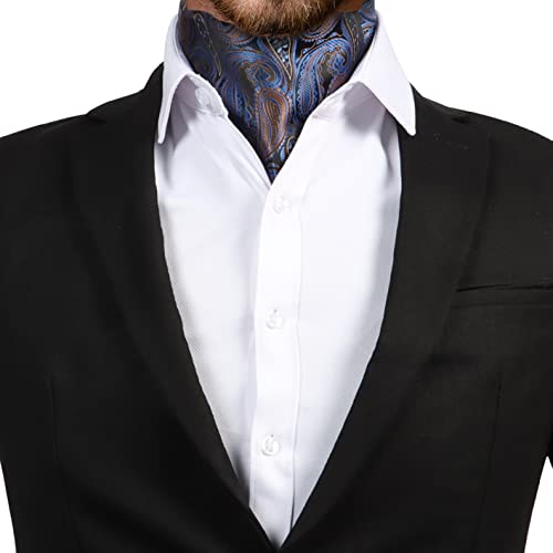 Men's Cravats Self Tie, Cravat Ties for Men Paisley Floral Jacquard Woven Ascot Tie Wedding Business Party Casual