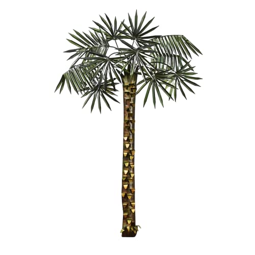 Touch of Class Paradise Palm Tree Tropical Wall Art - Metal - Green, Brown - Dimensional Decor for...