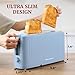 Elite Gourmet ECT2517OX SLIMTOAST™ 2-Slice, Long Slot Toaster, Cool-touch Body, 6 Toast Settings & Cancel Function, Extra Wide 1.5” Slot Easily Fits Bread, English Muffins, Bagels & Waffle, Ocean Blue