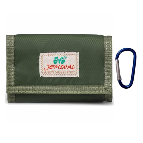 ＪＭ ＪＥＭＩＮＡＬ 杰米路 JEMINAL Tri-fold canvas ultra-thin waterproof wallet men's and women's keychain wallet (Green)