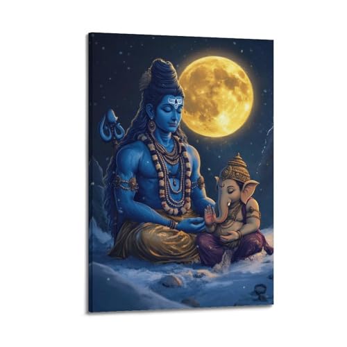 Poster divinité hindoue lune deco salon esthetique cadre toile modern