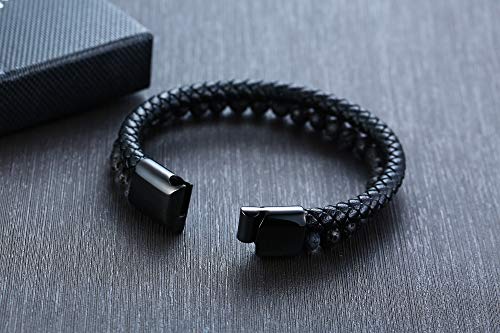 VNOX Personalized Inspirational Mantra Braided Wrap Leather Rope Bracelet Cuff Bangle Encouragement Motivational Gift for Men,Keep Fucking Going3