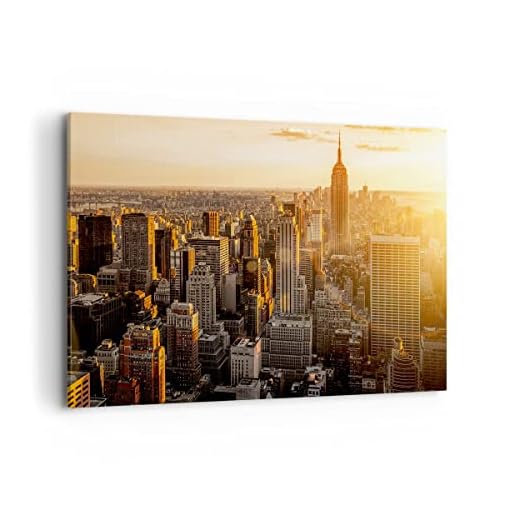 Lienzos decorativos 100x70cm Cuadro Sobre Lienzo Moderno Nueva york rascacielos manhattan Grande Dormitorio Cocina Cuadros Pared Imágenes Cuadros Decoracion Salon Wall Art Prints Decor AA100x70-2672