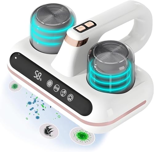 Mattress Vacuum Cleaner UV Dust Mite Cleaner Vacuum Multi-Surface Cleaner 8kPa & 10kPa Suction Dual Mode Bed Vacuum HEPA Filter & 210ml Dust Bin 100W for Bed Pillow Sofa Carpets Couch