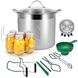 HOMKULA Stainless Steel Canning Pot with Rack and Lid, Large Water Bath Canner, Full Home Canning Supplies Starter Kit, Compatible with Induction and Glass Top Stoves (Green)