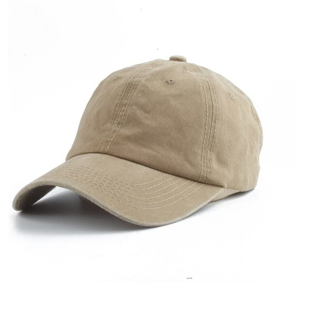 Baseball-Baseballmütze aus gewaschener Baumwolle im Vintage-Stil, Eltern-Sonnenhüte für Frühling und Sommer, Snap-Back-Mütze (Khaki, Kinderkopf 50)