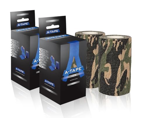 Image of A-Tape Breathable Self Adhesive Cohesive Bandage for Humans & Pets (Dogs, Cats, Birds) -Sports, Wrap, Athletic, Non Woven First Aid Medical, Wrist, Swelling (10 cm X 4.5 mtr) (Pack Of 2, Army)