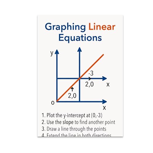 Math Enthusiast Poster Print - Graphing Linear Equations Wall Diagram - 13x19 - Modern Educational Decor