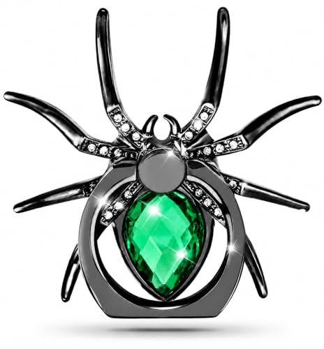 Image of Mizi Spider Phone Ring Holder Stand, 360 Rotating & 180 Flip Finger Grip Kickstand with 3M Adhesive, Zinc Alloy Rhinestone Phone Ring Holder for iPhone, Samsung & All Smartphones - Green