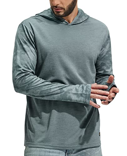 MIER Men's UPF 50+ Sun Hoodie Camo Long Sleeve Shirts, Quick Dry, Green, L