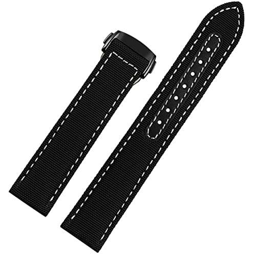 Bracelet de montre en nylon tissé noir et blanc pour Omega Seamaster 300 20mm
