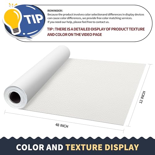 Image of ONine Leather Repair Patch,Leather Repair Tape, 12 x 48 inches Leather Repair Patch for Furniture,Vinyl Repair Kit,Leather Couch Patch,for Sofas, Furniture, Car Seats(White-Litchi Grain)