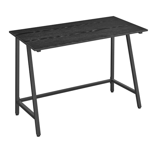 VASAGLE Escritorio de Ordenador, Mesa de Ordenador con Marco de acero, Tablero Rústico, Mesa de Estudio en Casa, Montaje Fácil, 50 x 100 x 75 cm, Industrial, Negro Ébano y Negro Tinta LWD040B56