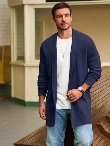 Runcati Mens Cardigan Sweater Casual Ruffle Shawl Collar Open Front Cardigan Knit Drape Cape Winter Sweaters2