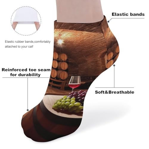 5 Pairs of Cotton Ankle Socks for Women Men Red Wine Cellar Low Cut Socks for Running Hiking No Show Athletic Sock3
