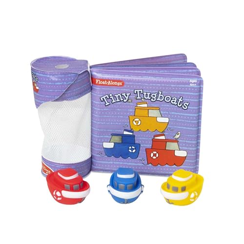 Image of Melissa & Doug Children’s Book - Float-Alongs: Tiny Tugboats (Bath Book + 3 Floating Tugboat Toys)