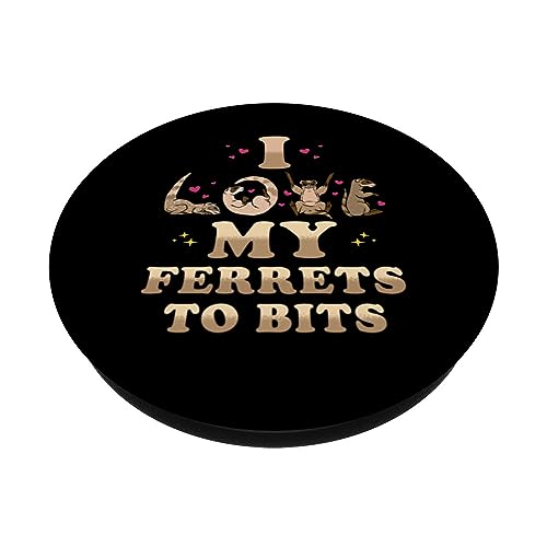 Ferret Pet Lover - I Love My Ferrets To Bits - Funny Ferret PopSockets Swappable PopGrip, Black - Image 2