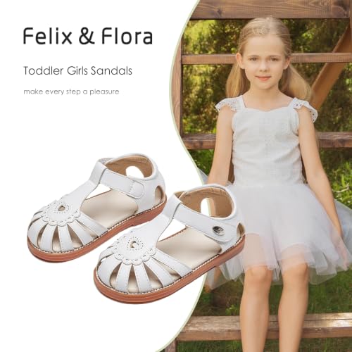 Image of Felix & Flora Toddler Girls Sandals Flower Girl Shoes Soft Rubber Princess Flat Shoes