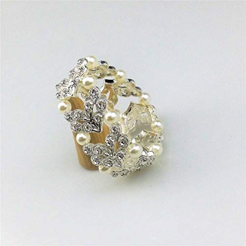 Holibanna Strass Armband Holle Bloem Parel Sieraden Multilayer Vintage Armband voor Vrouwen Dames Bruid Bruiloft (Zilver… - Image 7