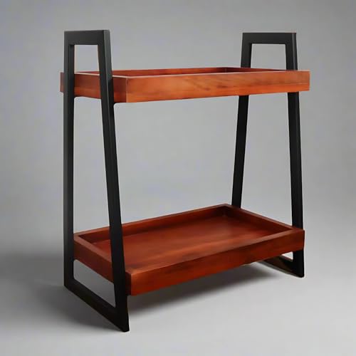 Image of Premium Linea Wooden Kitchen Organizer /Countertop Kitchen Storage Rack /Spice Rack /Shelf /Wooden Organizer /Living Room Organizer,Big(40 L x 26 W x 51 H Centimeters)
