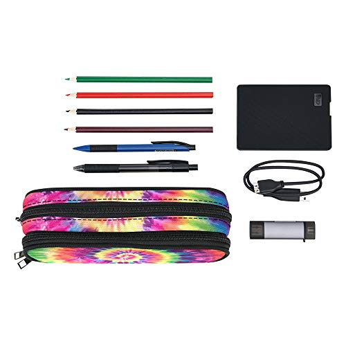Image of ANANGTEE Colored Tie Dye Pencil Case for Boys Teen Girls Kids 10 In | Large Capacity Crayon School Supplies Stationery Pen Box Zipper Accessory, Office Desk Soft Organizers Small Makeup Bag