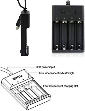 KENTLI CHU4 USB Charger with 4 x 1.5v 3000mWh Lithium li-Polymer li-ion AA Rechargeable Batter for LED falshlight Digital Camera Microphone (with 4AA Batteries)