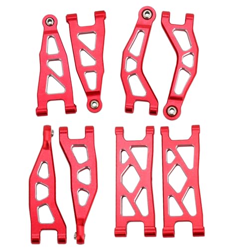 Aluminum Alloy Front & Rear Upper & Lower Swing Arms Upgrade Parts for ARRMA 1/18 Granite GROM/1/14 Typhon GROM (Red)