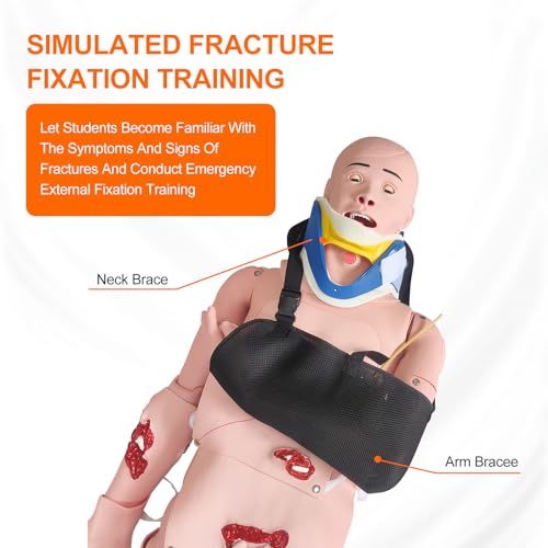 Image of Trauma Patient Care Training Manikin - Closed Limb Fracture Model, Adjustable Cervical Collar, Spinal Injury Nursing - Multifunctional Human Simulator for Student /EMT Education