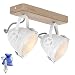 Produktbild Deckenleuchte Weiß Holz Metall Old Spotlights 2-flg. Spot Wandleuchte im industriellen rustikalen Vintage Look GU10-7W LED 1704W + Kristall GiveAway