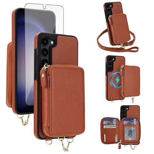 Sac à main étui portefeuille pour Samsung S23 avec sangle à bandoulière pour femme et homme