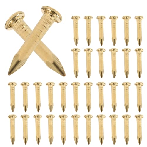 DIYEAH 200pcs Miniature Nails: 8mm Round Head Brass Nails for Small Hinges Furniture Assembly Decorative Craft Projects Wood Box Making